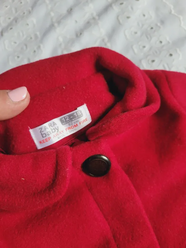 Abrigo Zara Rojo Niña 12/18 Meses