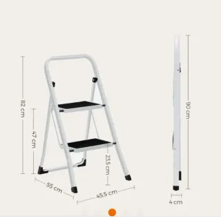 SONGMICS GSL12WT Escalera Plegable con 2 Peldaños 