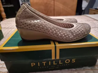 Zapatos Pitillos Verano Mujer Beige/Oro.