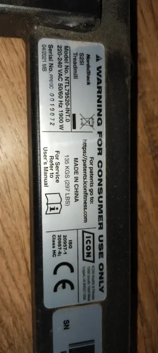 Despiece Cintas de Correr NordicTrack S25i y otra