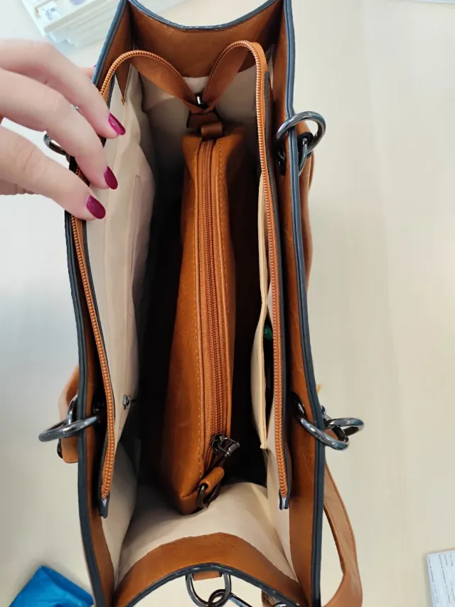 Bolso cartera mujer marrón tachuelas