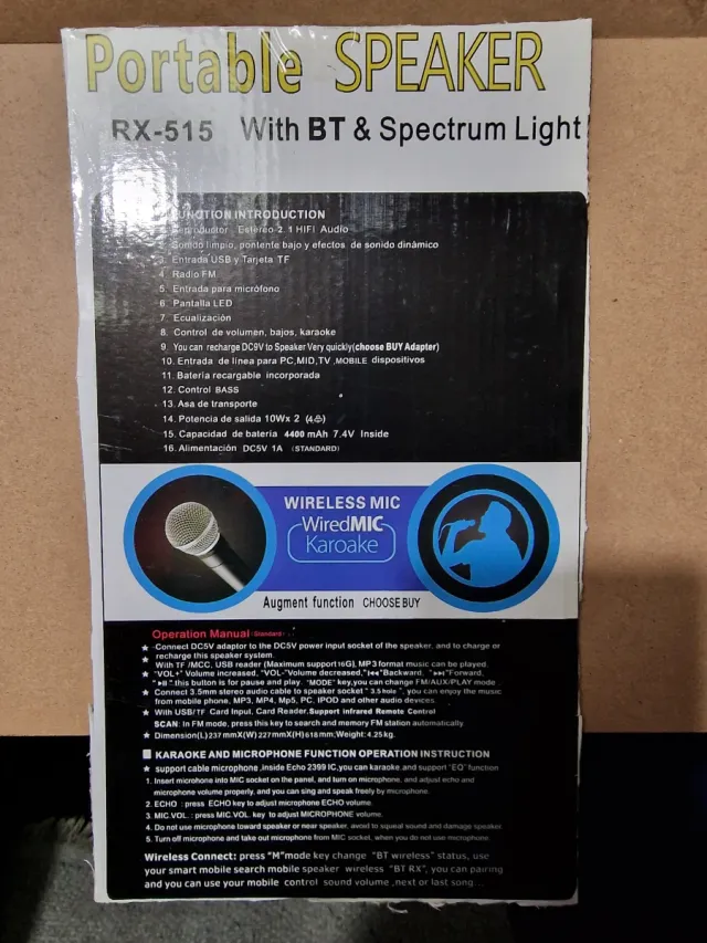 - Altavoz Karaoke RX-515 Negro - Microfono
