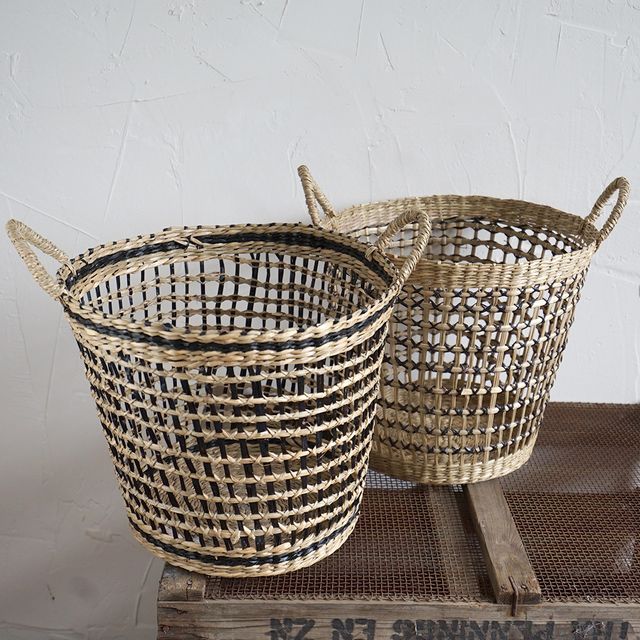 Pack 2 cestas caladas fibras naturales