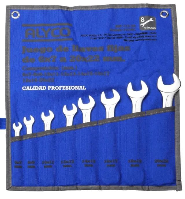 Juego 8 Llaves Fijas De 2 Bocas Abiertas,pulgadas