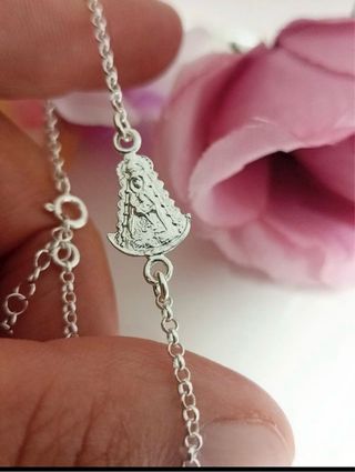Encantadora Pulsera Virgen Rocio Plata De Ley 925