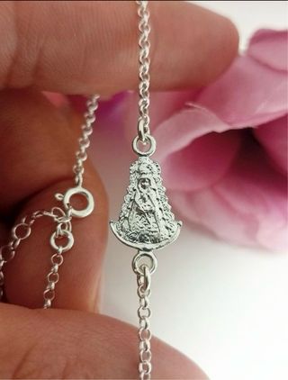 Encantadora Pulsera Virgen Rocio Plata De Ley 925