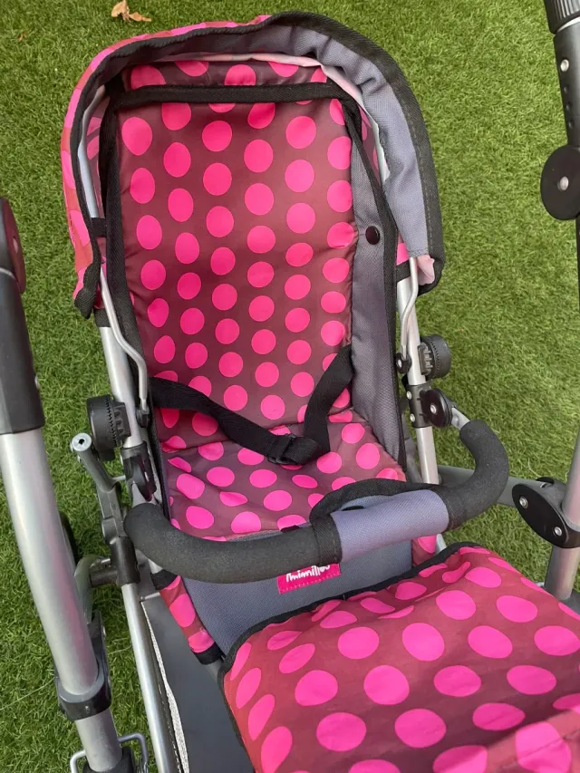 Carrito Gemelar Muñecas Rosa Lunares