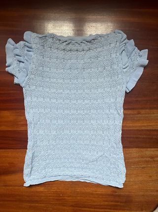 Camiseta Zara punto calado azul