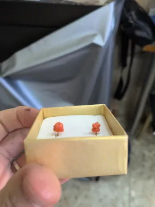 Pendientes Flor Coral Natural y Oro