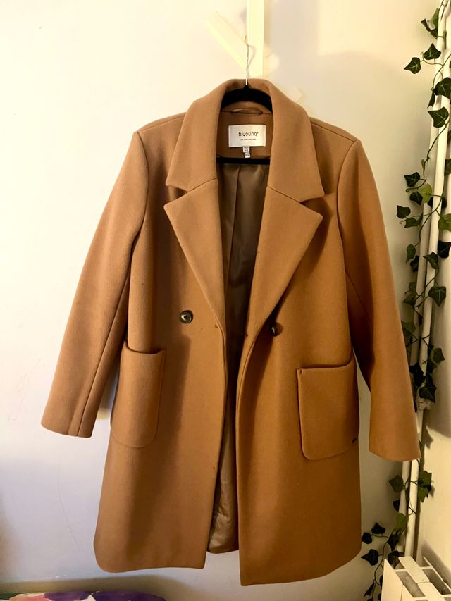Abrigo B.Young Beige/Marrón Talla M. Alta calidad