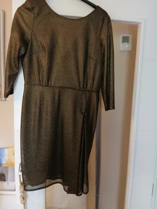 Vestido fiesta dorado y negro