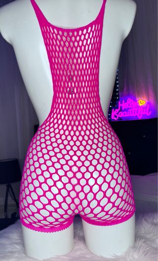 Body de malla rosa talla única
