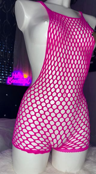 Body de malla rosa talla única