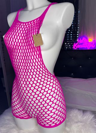 Body de malla rosa talla única