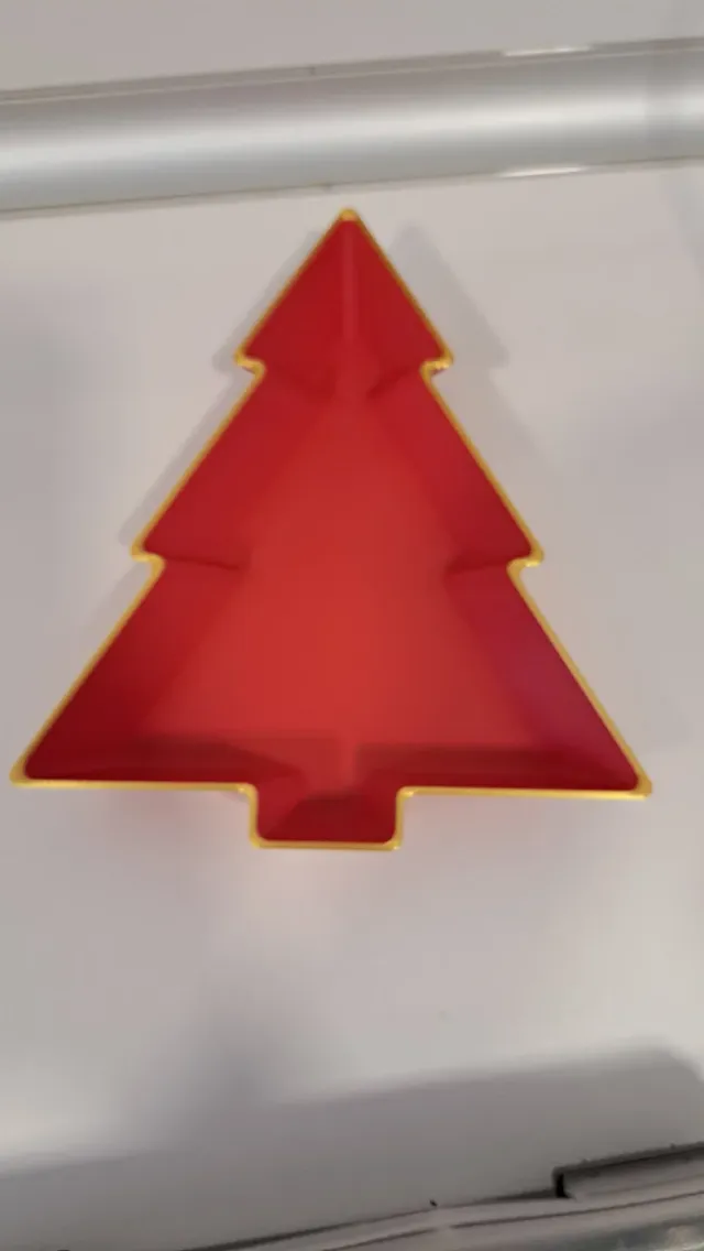 Bandeja decorativa árbol Navidad roja y dorada