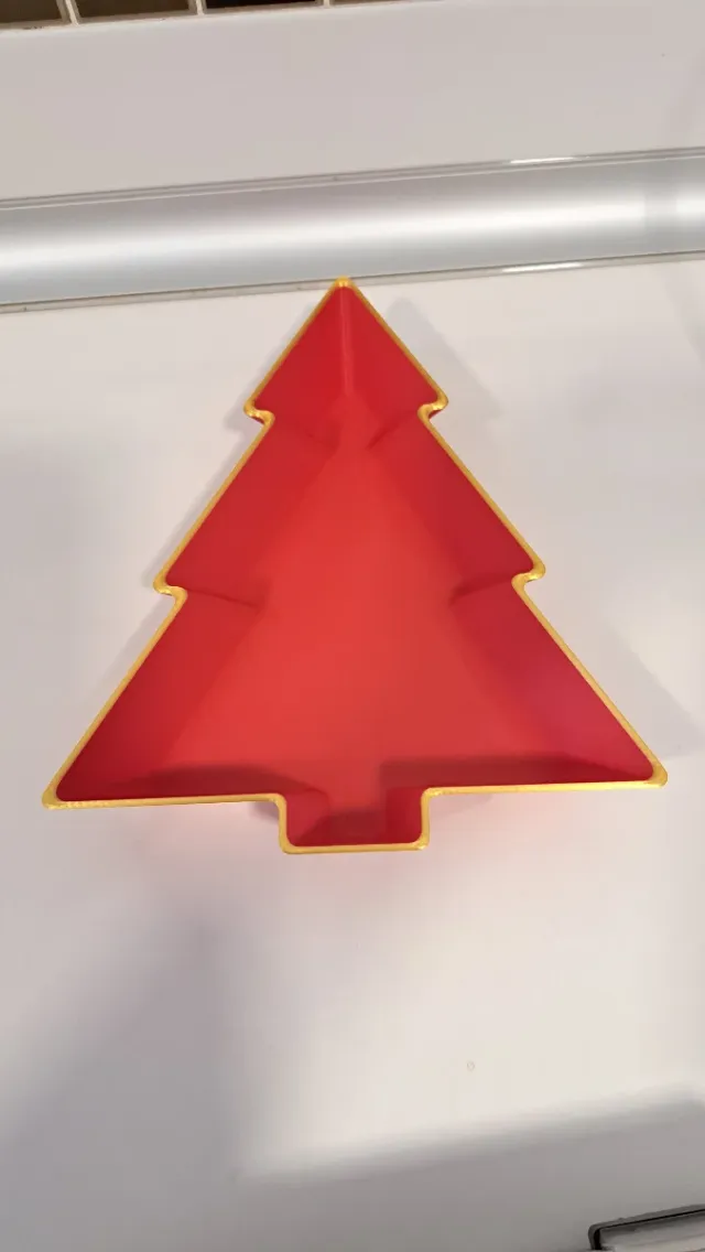 Bandeja decorativa árbol Navidad roja y dorada