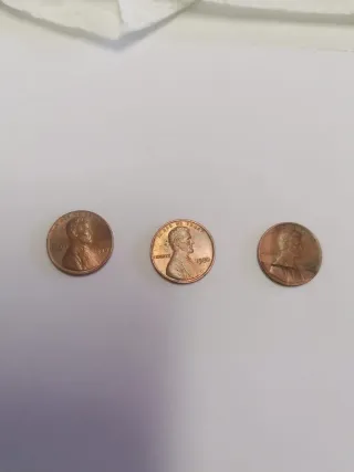 3 Moedas 1 Cent EUA Lincoln 1980