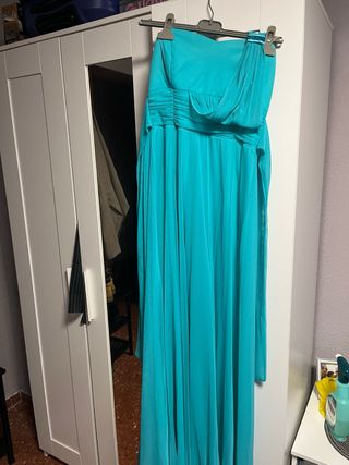 Vestido azul turquesa fiesta largo