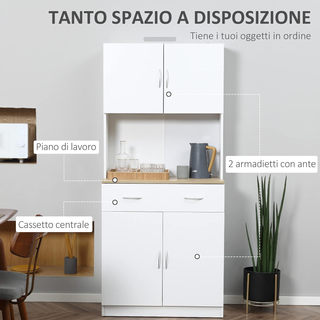 Mobile Cucina Alto 180cm con Armadietti a 2 Ante e