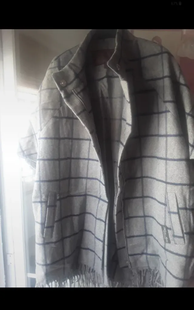 Capa Cortefiel Lana Gris Azul Talla M Elegante