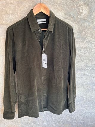 Camisa Mango Slim Fit Verde Oliva Talla M