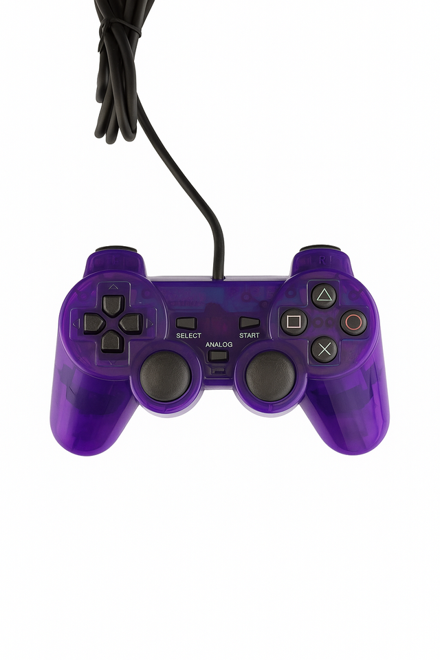 Mando PS2 Transparente Morado con Cable