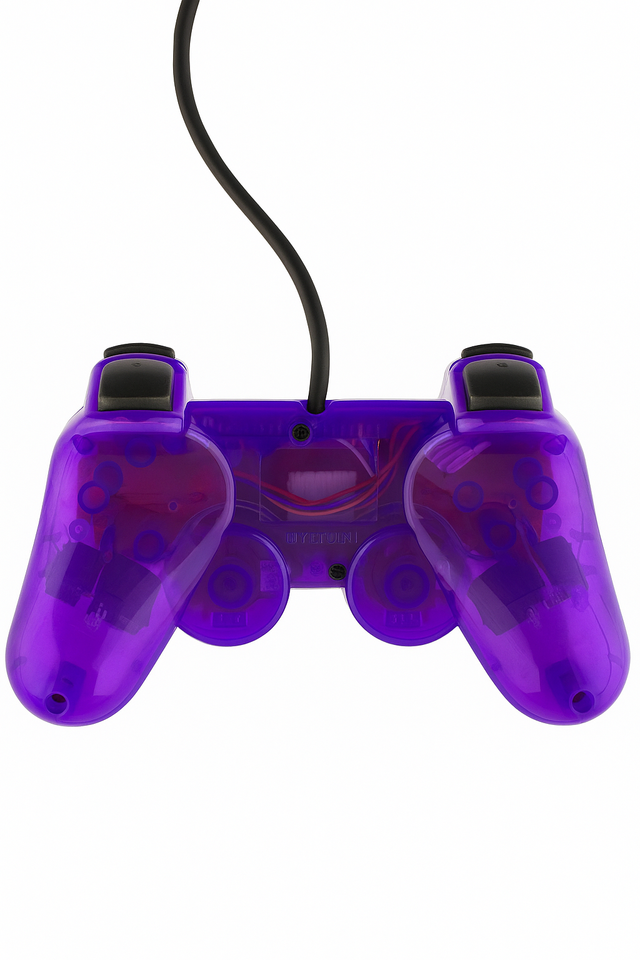 Mando PS2 Transparente Morado con Cable