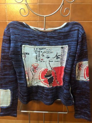 Jersey azul y multicolor talla S