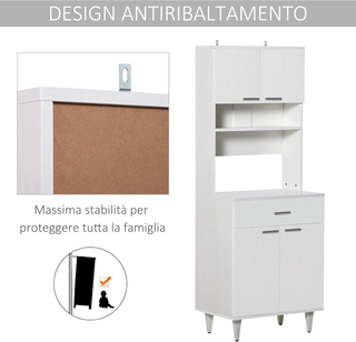 Credenza Alta da Cucina, Madia Classica Bianca in