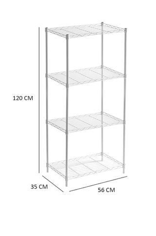 Scaffale Metallico CATTERHOUSE con Griglia Klaus, 120-56x35x120 cm, Bianco, 4 Ripiani, 140 kg