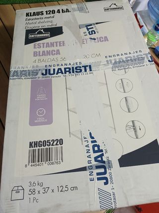 Scaffale Metallico CATTERHOUSE con Griglia Klaus, 120-56x35x120 cm, Bianco, 4 Ripiani, 140 kg