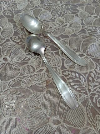 Coppia Cucchiai Vintage Argentati