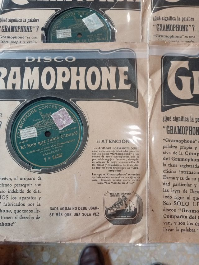 6 Discos Vinilo Gramophone Españoles 25cm