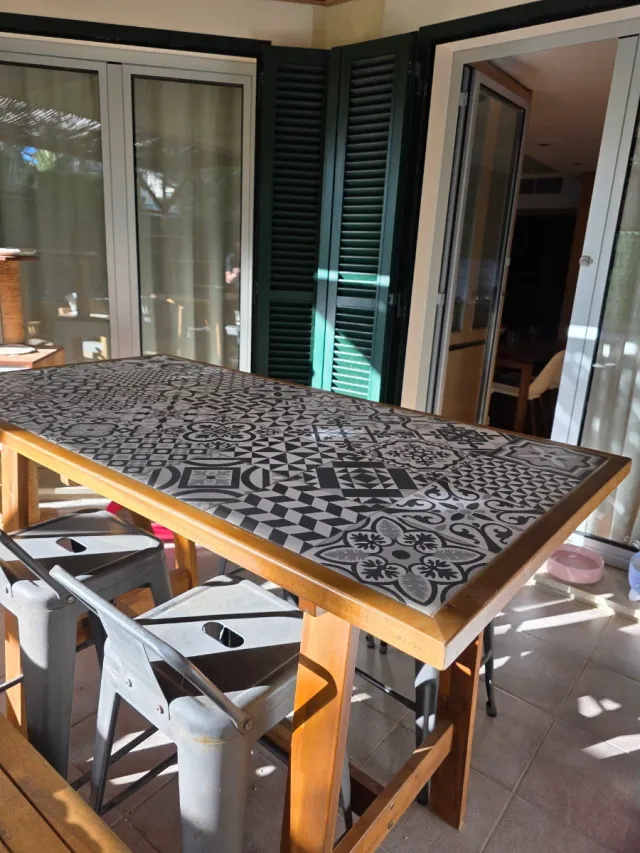 Mesa alta jardín madera Leroy Merlin