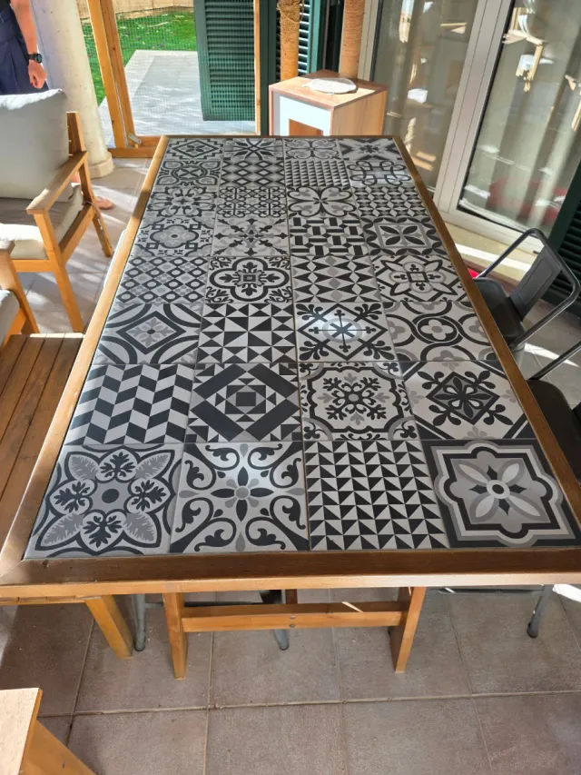 Mesa alta jardín madera Leroy Merlin