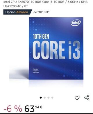 Intel Core i3-10100f 10ª Gen