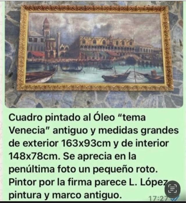 Cuadro Óleo Venecia Antiguo L. López