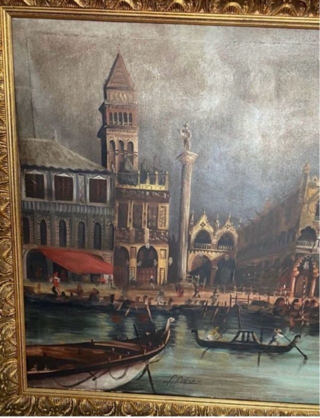 Cuadro Óleo Venecia Antiguo L. López