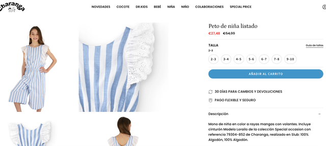 Peto de niña a rayas con volantes