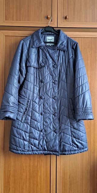Abrigo acolchado mujer azul grisaceo