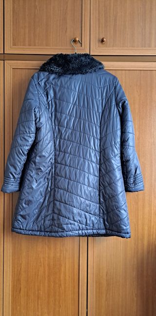 Abrigo acolchado mujer azul grisaceo