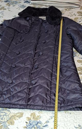 Abrigo acolchado mujer azul grisaceo