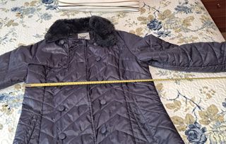 Abrigo acolchado mujer azul grisaceo