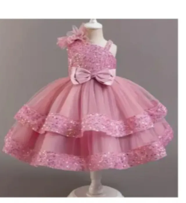 Vestido fiesta niña 5-6 años rosa