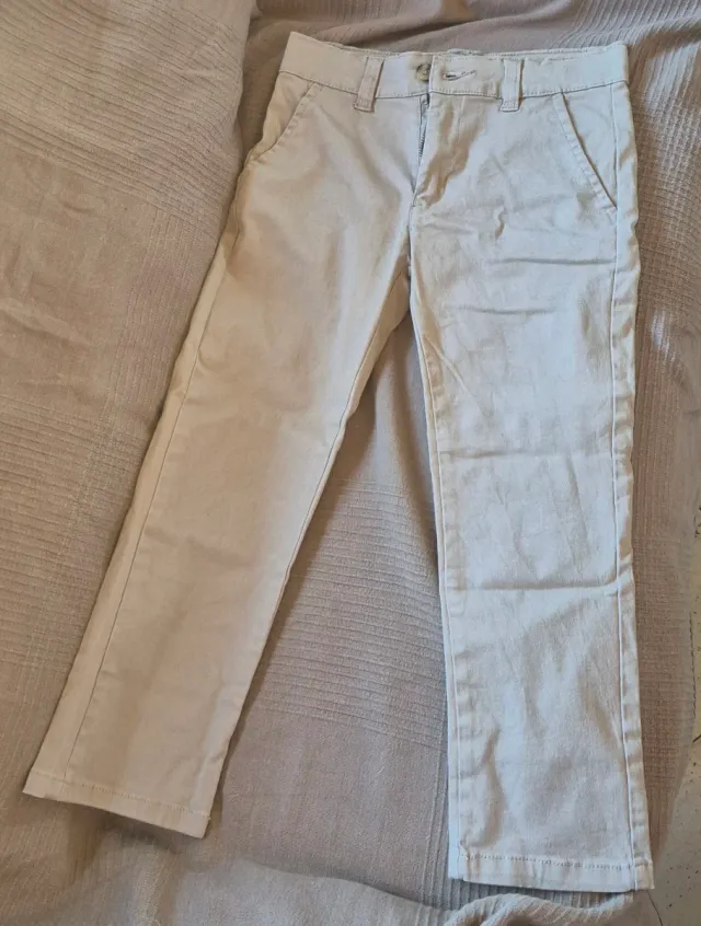 Pantalón largo niño beige