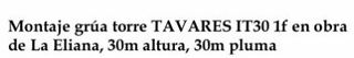Grúa Torre TAVARES IT30 1f