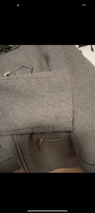 Abrigo paño gris con gorro