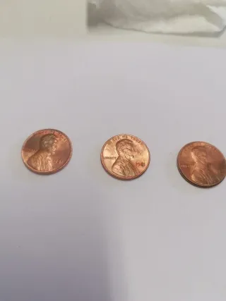 3 Moedas 1 Cent EUA Lincoln 1981