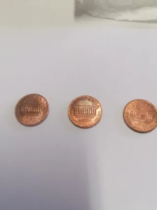 3 Moedas 1 Cent EUA Lincoln 1981