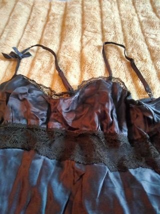 Pijama de seda negro/azul talla S